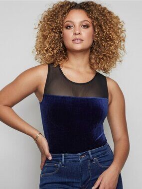 Good American Blue Velvet Bodysuit Size 2X